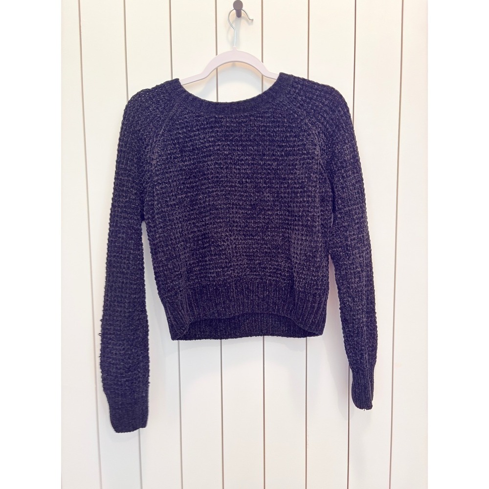 Altar'd State Cottagecore Chenille Sweater Women S Black Cropped Whimsigoth‎ - Picture 2 of 4